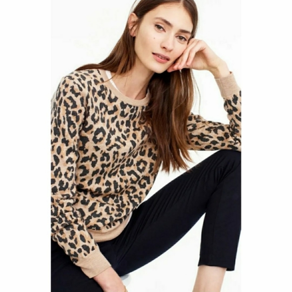 J crew merino wool leopard sweater - xs